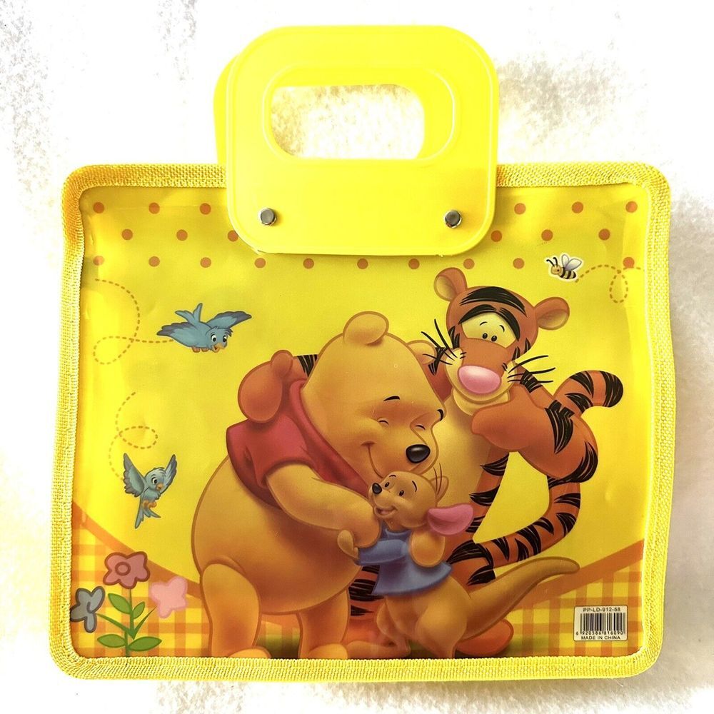 Winnie Pooh And Friends Tote Bag Yellow Plastic Handles Waterproof Paint‎ Makeup